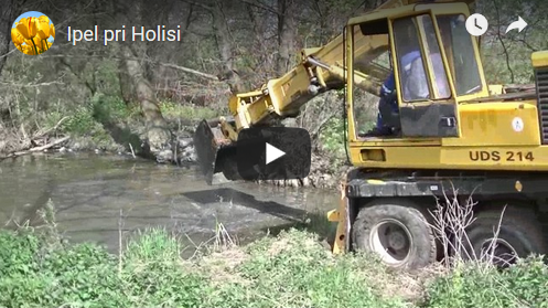 Čistenie revíru pri Ipli v Holiši, odstránenie nánosu bahna-video